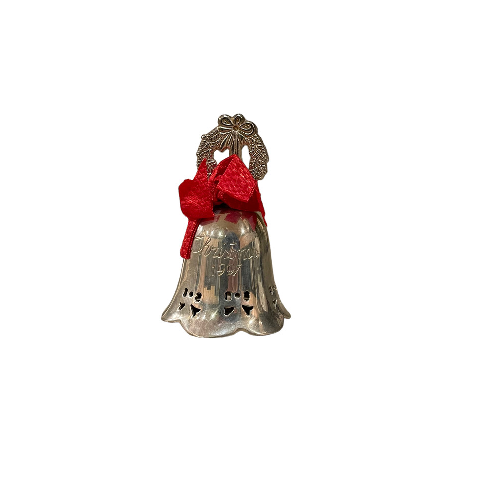 International Silver Co. 1997 Engraved Christmas‎ Bell Silverplate Holiday 3.5"